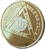 30 Year AA Medallion Premium 22k Gold Plated Sobriety Chip