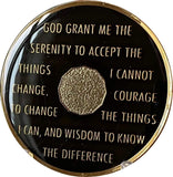 24 Year AA Medallion Classic Black Tri-Plate Serenity Prayer Sobriety Chip