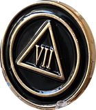 1 - 10 Year AA Lapel Pin Black Gold Plated Circle Triangle Design No Year Plain Front 25mm
