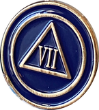 1 - 10 Year AA Lapel Pin Blue Gold Plated Circle Triangle Design No Year Plain Front 25mm