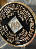28 Year NA Clean Time Chip Blue Silver Glitter Narcotics Anonymous Medallion