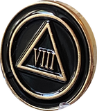 1 - 10 Year AA Lapel Pin Black Gold Plated Circle Triangle Design No Year Plain Front 25mm