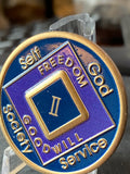 2 Year NA Clean Time Chip Blue Purple Narcotics Anonymous Medallion