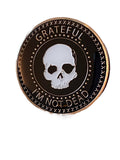 Grateful I'm Not Dead Sobriety Medallion Serenity Prayer Chip Silver Plated Black Color