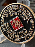 5 Year NA Clean Time Chip Red Silver Glitter Narcotics Anonymous Medallion