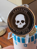 Grateful I'm Not Dead Sobriety Medallion Serenity Prayer Chip Silver Plated Black Color