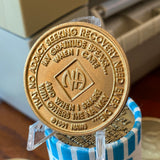 16 Year NA Clean Time Chip Bronze Rainbow LGBT Crystal Sobriety Chip