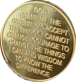 Praying Hands One Day At A Time Blue Gold Tone Serenity Prayer Medallion