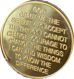 Praying Hands One Day At A Time Green Gold Tone Serenity Prayer Medallion