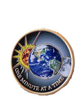 One Minute At A Time Universe Sun Moon Earth Serenity Prayer Medallion