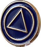 1 - 10 Year AA Lapel Pin Blue Gold Plated Circle Triangle Design No Year Plain Front 25mm