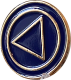AA Lapel Pin Blue Gold Plated Circle Triangle Design No Year Plain Front 25mm