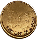 Lot of 25 Butterfly One Day At A Time Medallion With Serenity Prayer