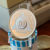 18 Year AA Medallion .999 Fine Silver Sobriety Chip