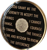 25 Year AA Medallion Glossy Classic Black Tri-Plate Sobriety Chip