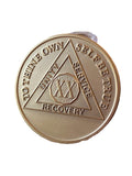 20 Year AA Medallion Premium Bronze Sobriety Chip Lion Back
