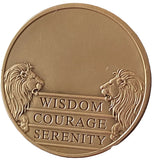 21 Year AA Medallion Premium Bronze Sobriety Chip Lion Back