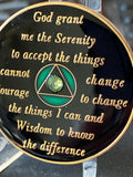 7 Year AA Medallion Green Transition Crystal Tri-Plate Sobriety Chip