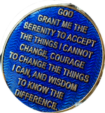 1 Year AA Medallion Elegant Blue Gold Plated Sobriety Chip