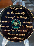 33 Year AA Medallion Green Transition Crystal Tri-Plate Sobriety Chip