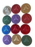 Bulk Set of 12 Aluminum AA Medallions Month 1 2 3 4 5 6 7 8 9 10 11 and 24 Hours Serenity Prayer Back