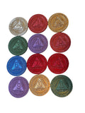 Bulk Set of 12 Aluminum AA Medallions Month 1 2 3 4 5 6 7 8 9 10 11 and 24 Hours Serenity Prayer Back