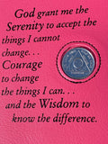 AA Big Book Cover Leather Feel Vinyl Medallion Holder Serenity Prayer Pink Color