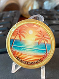 Beach Sunrise Palm Tree One Day At A Time Tropical Medallion Serenity Prayer Chip