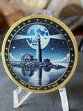 Lighthouse At Night Full Moon One Day At A Time Medallion Serenity Prayer Chip