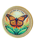 Monarch Butterfly Orange Color One Day At A Time Medallion Serenity Prayer Chip