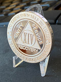 14 Year AA Medallion 1 oz Fine Silver Sobriety Chip Serenity Prayer Back .999 Pure