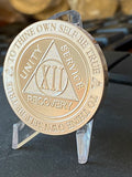12 Year AA Medallion 1 oz Fine Silver Sobriety Chip Serenity Prayer Back .999 Pure