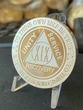 19 Year AA Medallion 1 oz Fine Silver Sobriety Chip Serenity Prayer Back .999 Pure