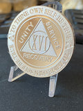 16 Year AA Medallion 1 oz Fine Silver Sobriety Chip Serenity Prayer Back .999 Pure