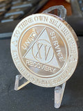 15 Year AA Medallion 1 oz Fine Silver Sobriety Chip Serenity Prayer Back .999 Pure