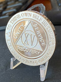 15 Year AA Medallion 1 oz Fine Silver Sobriety Chip Serenity Prayer Back .999 Pure