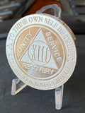 13 Year AA Medallion 1 oz Fine Silver Sobriety Chip Serenity Prayer Back .999 Pure