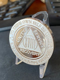 18 Year AA Medallion 1 oz Fine Silver Sobriety Chip Serenity Prayer Back .999 Pure
