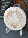 11 Year AA Medallion 1 oz Fine Silver Sobriety Chip Serenity Prayer Back .999 Pure