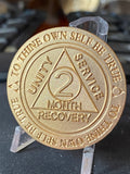 Bulk Lot of 25 Aluminum 2 Month AA Medallions Gold Color Sobriety Chips Serenity Prayer Back