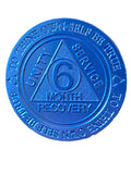 Bulk Lot of 25 Aluminum 6 Month AA Medallions Blue Color Sobriety Chips Serenity Prayer Back