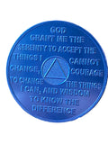 Bulk Lot of 25 Aluminum 6 Month AA Medallions Blue Color Sobriety Chips Serenity Prayer Back