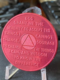 Bulk Lot of 25 Aluminum 1 Month AA Medallions Red Color Sobriety Chips Serenity Prayer Back