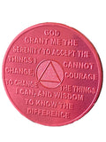 Bulk Lot of 25 Aluminum 1 Month AA Medallions Red Color Sobriety Chips Serenity Prayer Back