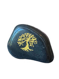 Tree of Life Engraved Inspirational Pocket Stone Black Natural River Polished Rock