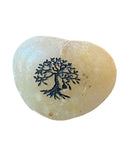 Tree of Life Engraved Inspirational Pocket Stone White Natural River Polished Rock