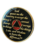 50 Year AA Medallion Metallic Red Tri-Plate Sobriety Chip Serenity Prayer Back
