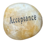 Acceptance Engraved Inspirational Pocket Stone Carmel Natural River Polished Rock