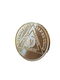 5 Year AA Medallion 22k Gold Plated Premium Sobriety Chip