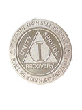 8 Year AA Medallion .999 Fine Silver 1 oz Sobriety Chip Serenity Prayer Back Elegant Design